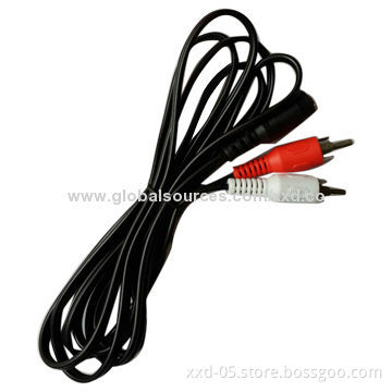 Gold Plated 3.5mm to 2 RCA Cable 1.5m 3m 5m 10m with ROHS PVC Jacket and Bare Copper CoreNew